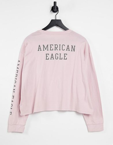 T-shirt manches longues à logo - American Eagle - Modalova