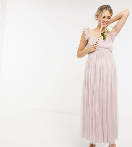 Anaya With Love Maternity - Demoiselle d'honneur - Robe longueur mollet en tulle avec manches à volants - Anaya Maternity - Modalova