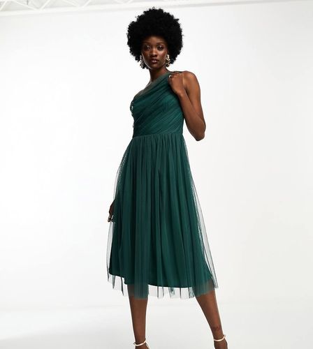 L'invitée - Robe asymétrique mi-longue en tulle - émeraude - Anaya Tall - Modalova