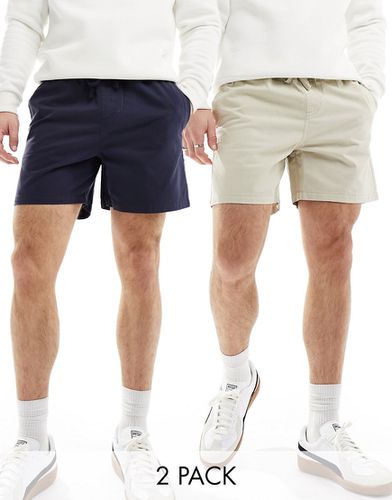 Lot de 2 shorts chino en sergé de coton - et taupe clair - Another Influence - Modalova