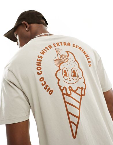 T-shirt coupe carrée à imprimé Disco Cone - Taupe - Another Influence - Modalova