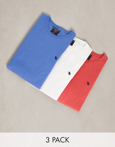 Lot de 3 t-shirts à logo emblématique - Rouge/blanc/bleu chiné - Abercrombie & Fitch - Modalova