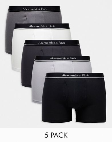 Lot de 5 boxers avec logo contrastant à la taille - Blanc/gris - Abercrombie & Fitch - Modalova