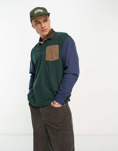 Polo de rugby oversize color block - foncé - Abercrombie & Fitch - Modalova