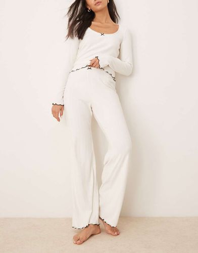 Pantalon de pyjama d'ensemble à bords ondulés - Crème - Abercrombie & Fitch - Modalova