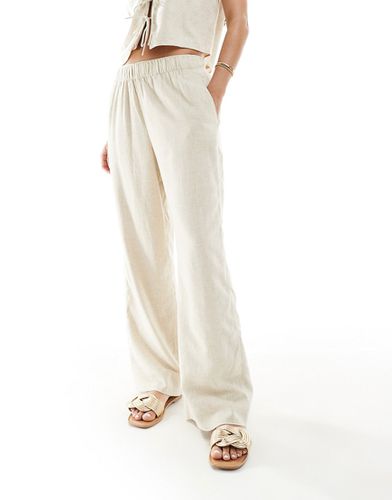 Pantalon d'ensemble large en lin mélangé - Beige - Abercrombie & Fitch - Modalova