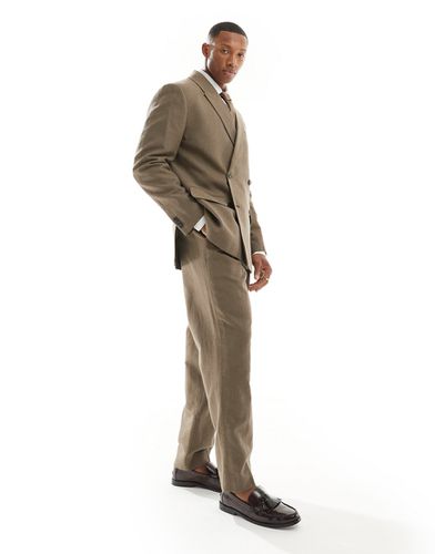 Pantalon d'ensemble plissé coupe ample ajustée en lin mélangé - Fauve - Abercrombie & Fitch - Modalova
