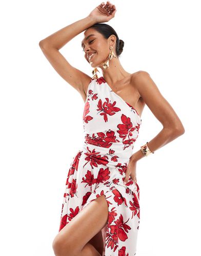 Robe longue asymétrique à fleurs et fente latérale - et rouge - Abercrombie & Fitch - Modalova