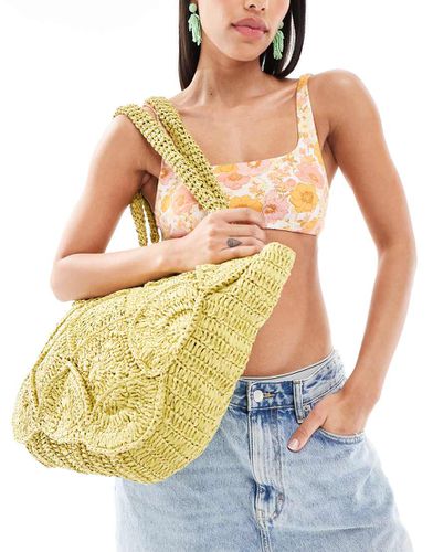 Cabas de plage crocheté - Citron - Accessorize - Modalova