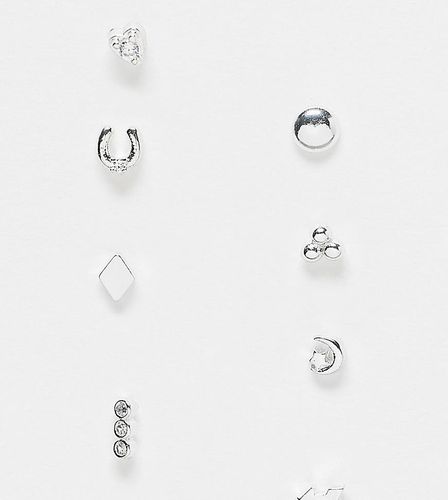 Mix & Match - Lot de 8 boucles d'oreilles clous en argent massif - Accessorize - Modalova