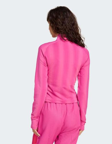 Top imprim  manches longues avec col zipp - Fuchsia semi lucide - Adidas Originals - Modalova