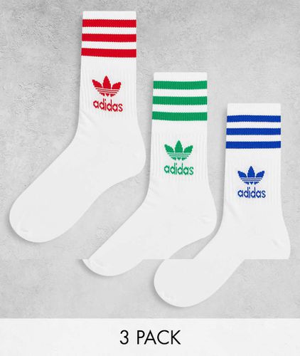 Adicolor - Lot de 3 paires de chaussettes mi-hautes avec trois bandes colorées et logo trèfle - Adidas Originals - Modalova