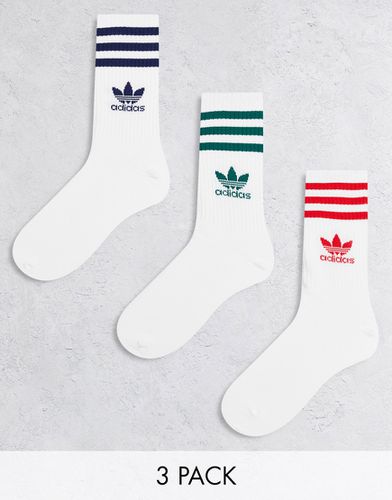 Chaussettes mi-haute à bandes universitaires - Blanc - Adidas Originals - Modalova