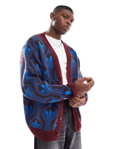 Gilet style années 70 avec motif logo trèfle - Bordeaux - Adidas Originals - Modalova