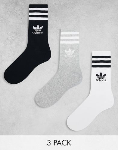 Lot de 3 paires de chaussettes mi-hautes - Blanc/gris/noir - Adidas Originals - Modalova