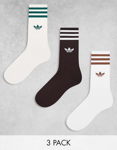 Lot de 3 paires de socquettes - Blanc et marron ombre - Adidas Originals - Modalova