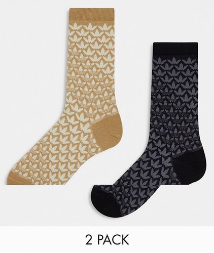 Lot de 2 paires de chaussettes à logo trèfle sur l'ensemble - Noir et sable - Adidas Originals - Modalova