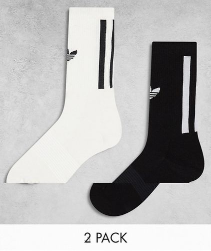 Lot de 2 paires de chaussettes motif trèfle - Noir et blanc - Adidas Originals - Modalova