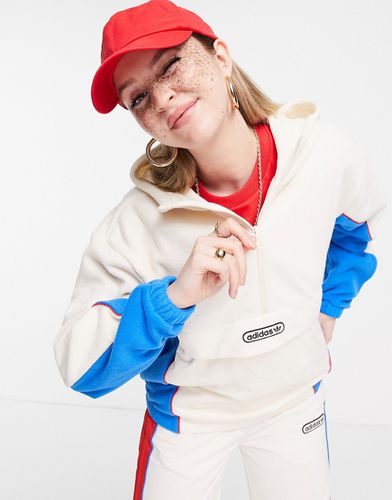 Retro Luxury - Hoodie en polaire avec imprimé monogramme - cassé et rouge - Adidas Originals - Modalova