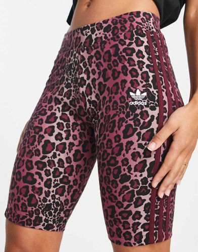 Short legging à imprimé léopard - Bordeaux - Adidas Originals - Modalova