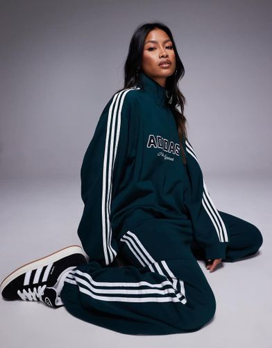 Sweat imprim sur l'avant  col zipp - Vert - Adidas Originals - Modalova