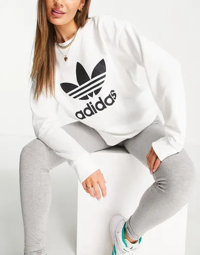 Sweat-shirt avec grand logo trèfle - Blanc - Adidas Originals - Modalova