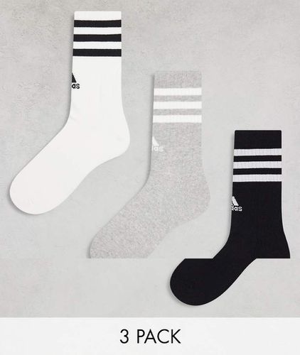 Adidas Training - Lot de 3 paires de chaussettes à trois bandes - Noir, blanc et gris - Adidas Performance - Modalova