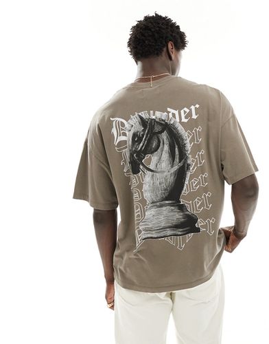 T-shirt oversize avec imprimé échecs au dos - Marron délavé - Adpt - Modalova