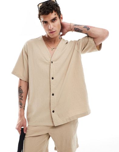 Chemise oversize d'ensemble style baseball - Beige - Adpt - Modalova