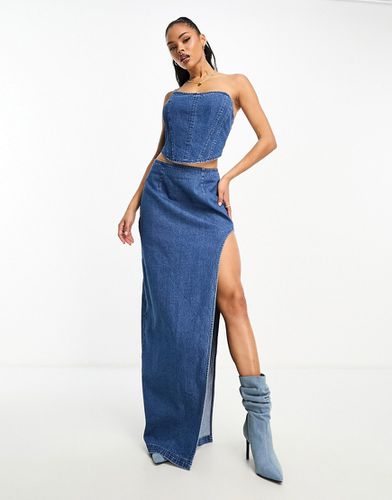 Nadia - Jupe longue en jean d'ensemble à taille haute - moyen délavé - Afrm - Modalova