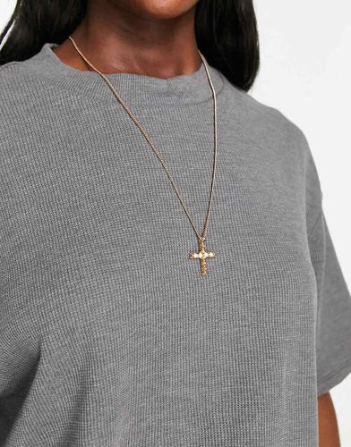 Collier avec pendentif croix à strass noirs - Allsaints - Modalova