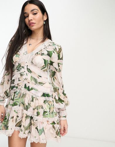 Zora Alessandra - Robe courte à imprimé fleuri - Rose et vert - Allsaints - Modalova