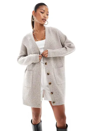 Robe gilet courte oversize en maille - Taupe - Aria Cove - Modalova