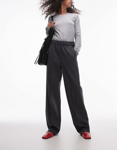 Pantalon droit en flanelle de laine mélangée avec taille élastique - chiné - Arket - Modalova