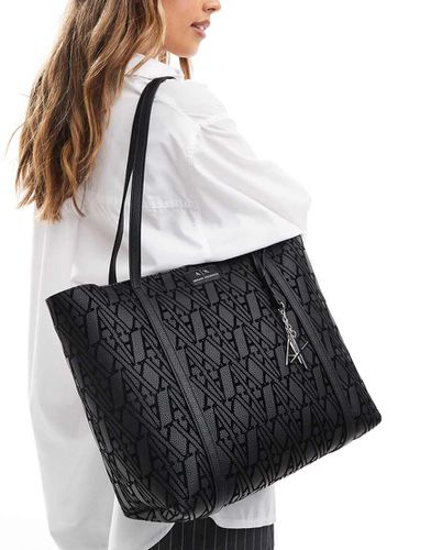 Sac porté épaule à imprimé monogramme intégral - Armani Exchange - Modalova