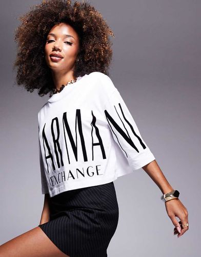 T-shirt crop top ample à grand logo - Armani Exchange - Modalova