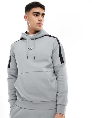 Armani - Sweat à capuche d'ensemble avec logo au centre et bande contrastante - Ea7 - Modalova