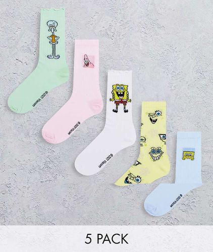 ASOS DESIGN - Lot de 5 paires de chaussettes à motifs Bob l'Éponge - Asos Design - Modalova