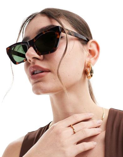 ASOS DESIGN - Lunettes de soleil yeux de chat à verres polarisés avec monture en acétate - Écaille de tortue - Asos Design - Modalova