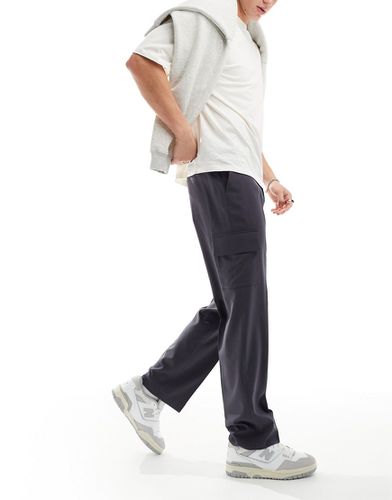 ASOS DESIGN - Pantalon droit habillé à poches cargo - Anthracite - Asos Design - Modalova