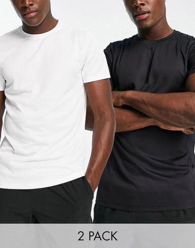Icon - Lot de 2 t-shirts de sport en tissu à séchage rapide - Noir/blanc - Asos 4505 - Modalova