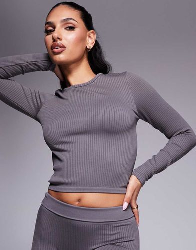 Icon - Top côtelé sans coutures à manches longues - acier - Asos 4505 - Modalova