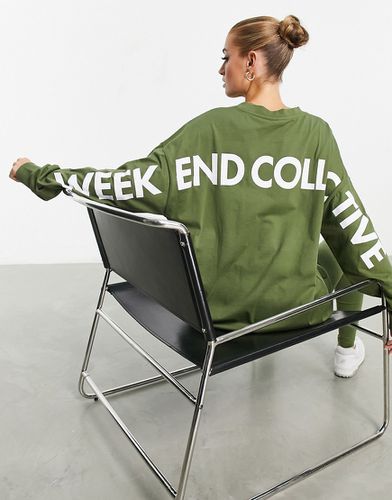 ASOS - Weekend Collective - T-shirt manches longues avec imprimé superposé au dos - Kaki - Asos Weekend Collective - Modalova