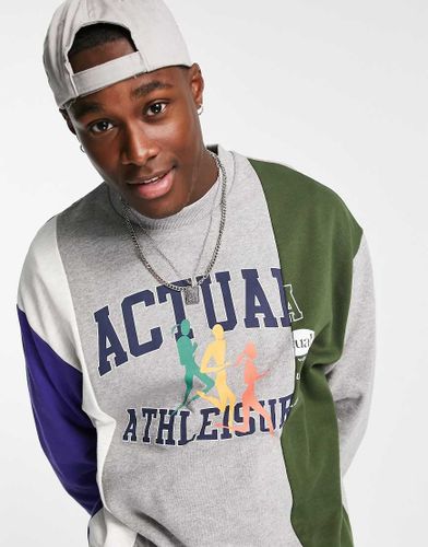 ASOS - Actual - Sweat d'ensemble oversize à motif et imprimé logo effet coupé-cousu - chiné - Asos Actual - Modalova
