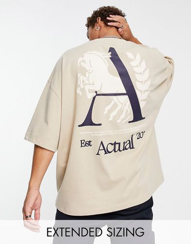 ASOS Actual - T-shirt oversize épais avec grand logo brodé au dos - Neutre - Asos Design - Modalova