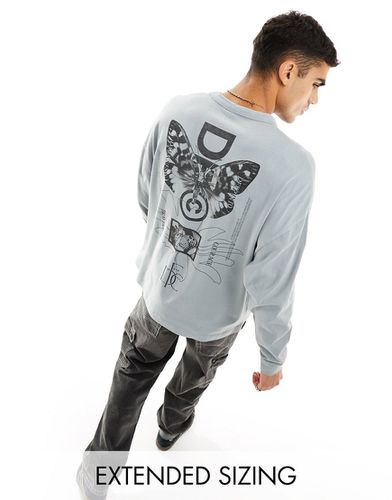 ASOS Dark Future - T-shirt à manches longues avec imprimé papillon au dos - délavé - Asos Design - Modalova