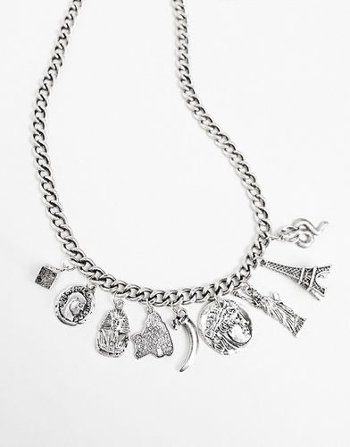 Collier chaîne à pendentifs souvenirs - Argent poli - Asos Design - Modalova