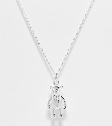 Collier chaîne en argent massif avec pendentif ourson - Asos Design - Modalova