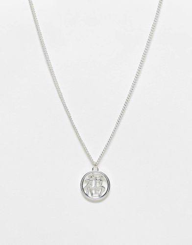 Collier chaîne en plaqué argent véritable avec pendentif chinois - Asos Design - Modalova