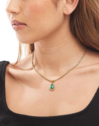 Collier en acier inoxydable résistant à l'eau avec pendentif pièce effet malachite - Asos Design - Modalova